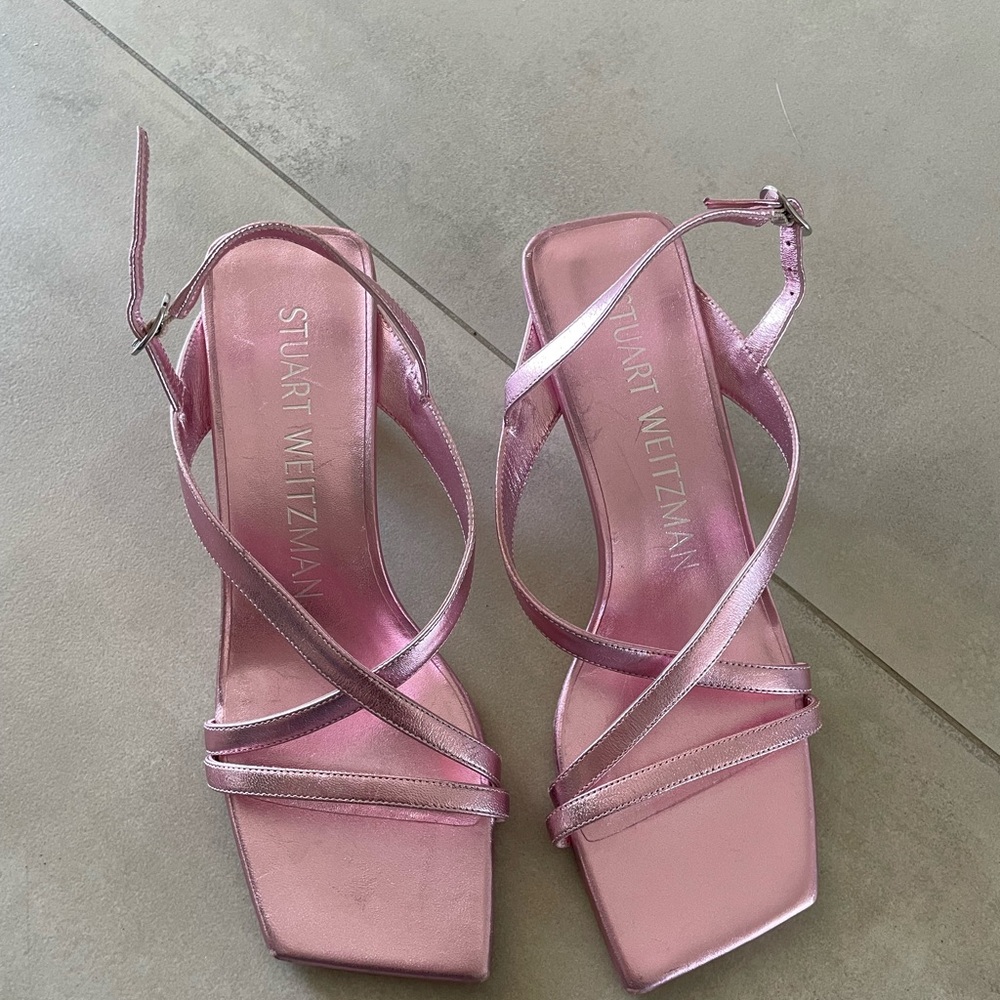 Stuart Weitzman Pink Heels with Ankle Straps -size 6